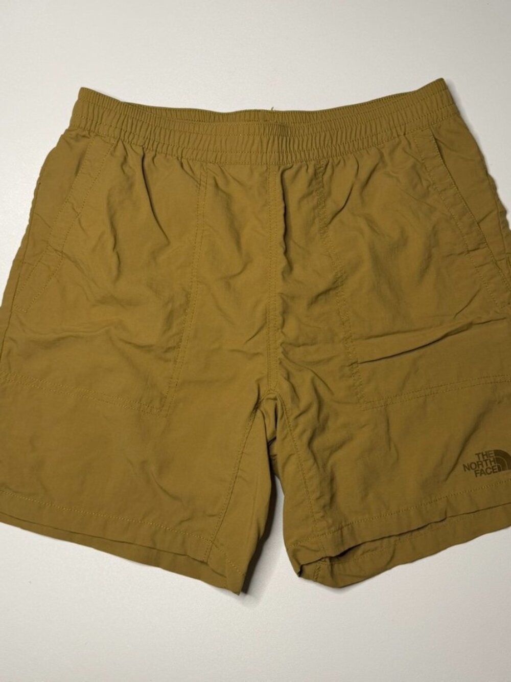 The North Face Pull On Adventure Shorts 6 inch Ripstop Flash Dry Mens Small Gold